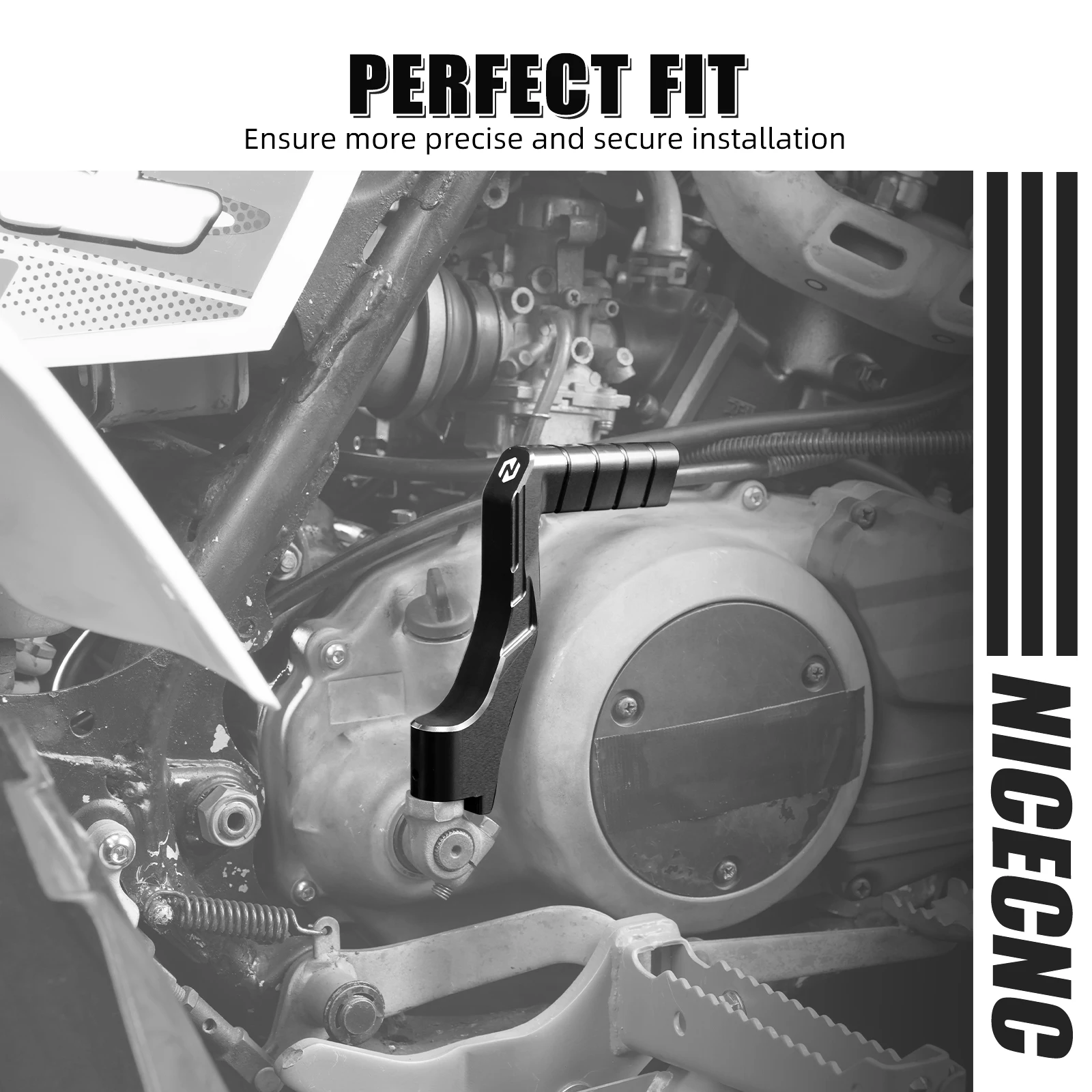 NICECNC Verlängerte, breitere Fußrasten und Kickstarter-Hebel für Yamaha Banshee 350 1987-2006, ersetzt 2GU-15620-01-00, Aluminium – Detail 4