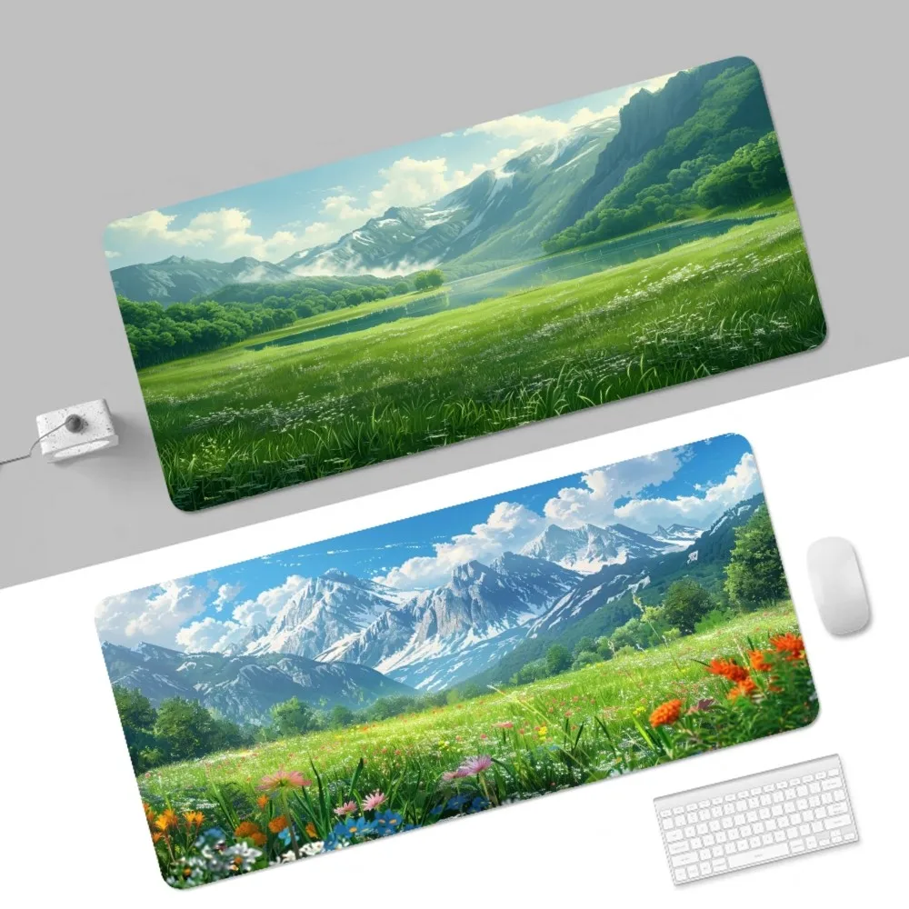 

Rural Green Mousepad 80x30cm XL Lockedge Office Computer Desk Mat Table Keyboard Big Mouse Pad Laptop Cushion Non-slip for Teen