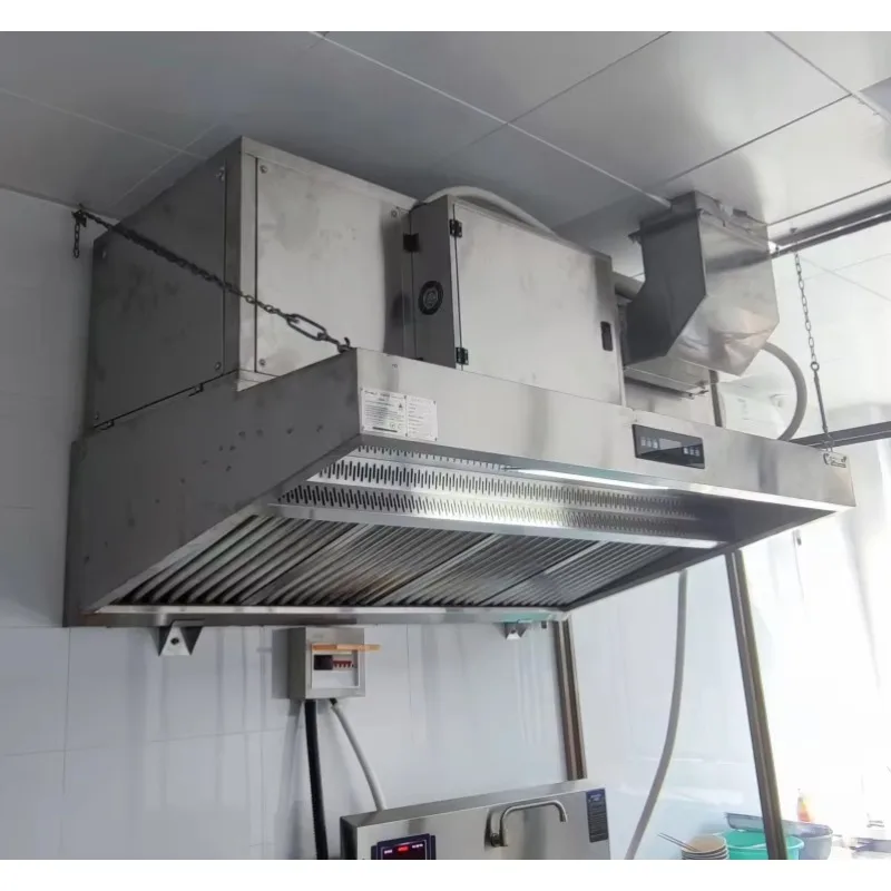 

Commercial Customizable Restaurant Vent Hood Kitchen Exhaust1.5MRange Hood Chimney Automatic Extractor Filter with Electrostatic