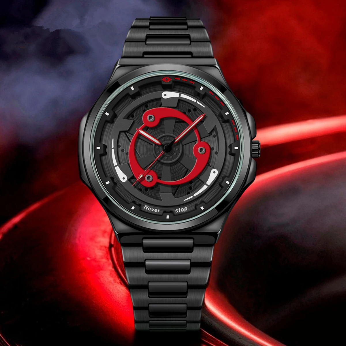 

2025 Rotating Dial Quartz Wristwatch Car Wheel Creative Fashion Watches Men Waterproof Stain Steel Sports Men Watch Reloj Hombre