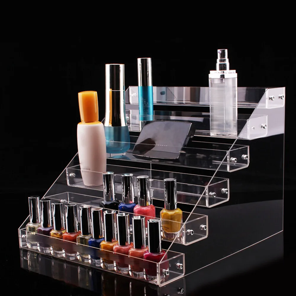 6 Tier Clear Acrylic Rack Perfume Makeup Ladder Display Stand Risers Ink Shelf Acrylic Stand for Action Figures Paint Cosmetics