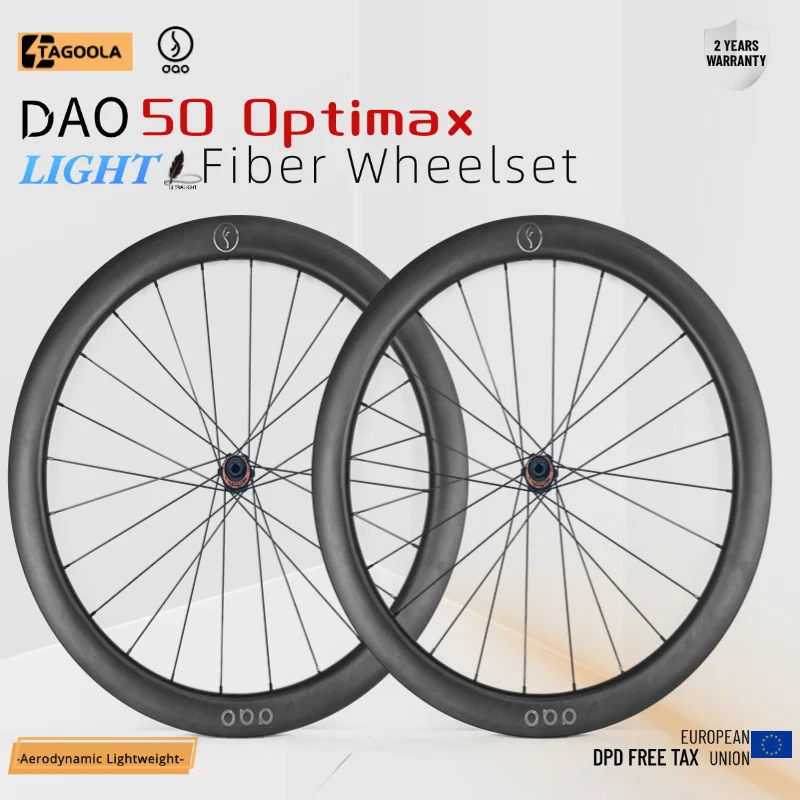 TAGOOLA DAO50 OptimaX Asymmetry Carbon Road Wheelset Disc Brake 700c Center Lock Bicycle Wheel Hub Ratchet 36T Road Cycling Rim