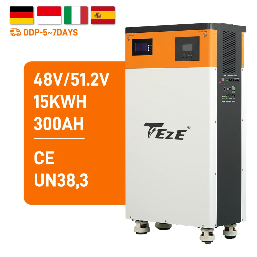 

All In One Solar 15kwh Home Storage Battery 48V 51.2V 15kWh Lifepo4 Battery Built With 5kw Inverter