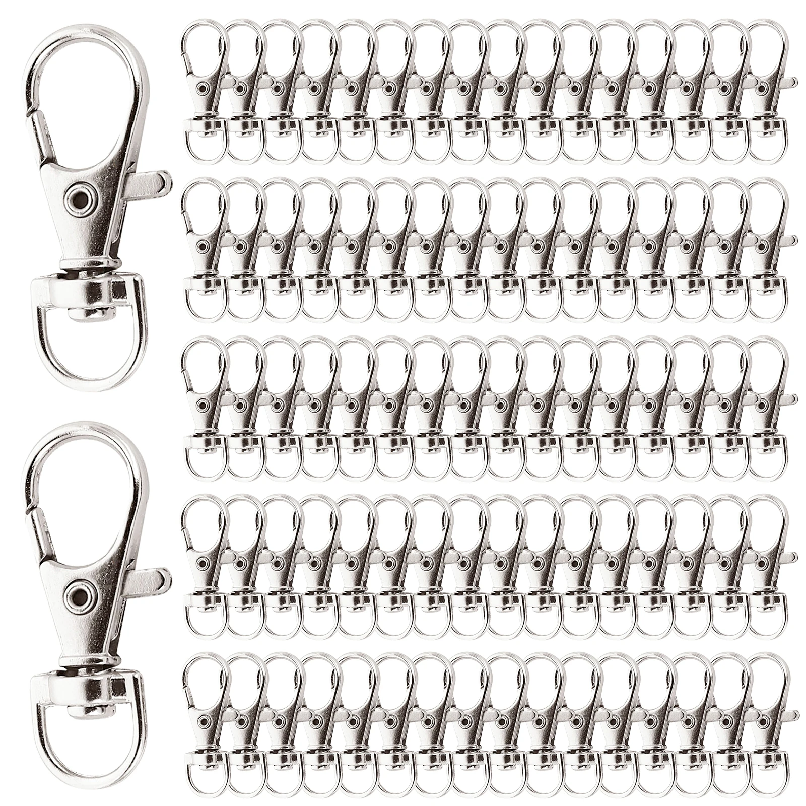 25-200Pcs Swivel Lobster Clasp Snap Hooks Stainless Steel Key Ring Clasp D Ring Snap Hook for Keychains Jewelry DIY Crafts