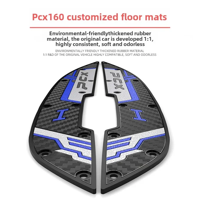 For Honda Pcx160 Motorcycle Foot Pad PU Rubber Mat Non-slip Durable Dirty Scratch Proof Pedal Foot Pad Motorcycle Accessories