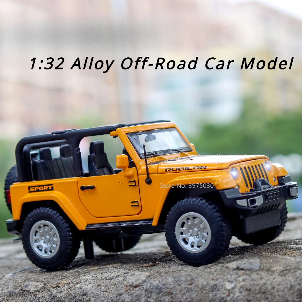 

1/32 Scale Wrangler Rubicon Off-Road Toy Model Car Alloy Diecast Simulation Vehicles with Light Sound Collection Gifts for Boys