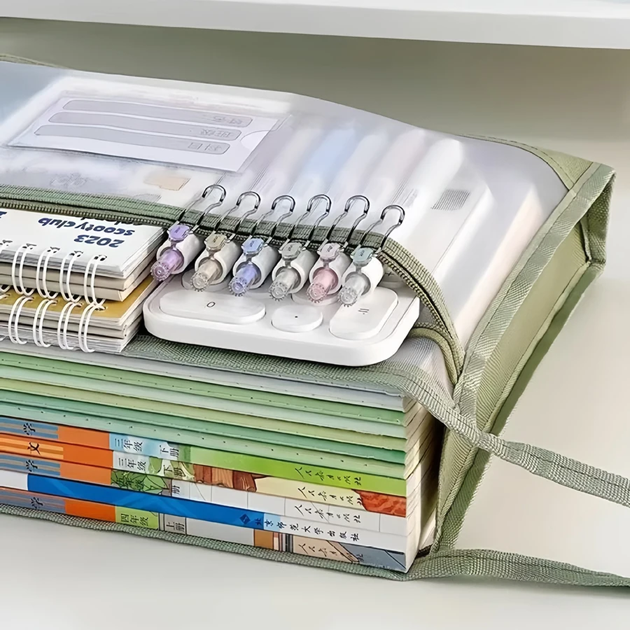 Grande organizer in rete trasparente A4 con doppia cerniera - Spaziosa borsa portaoggetti portatile fatta a mano
