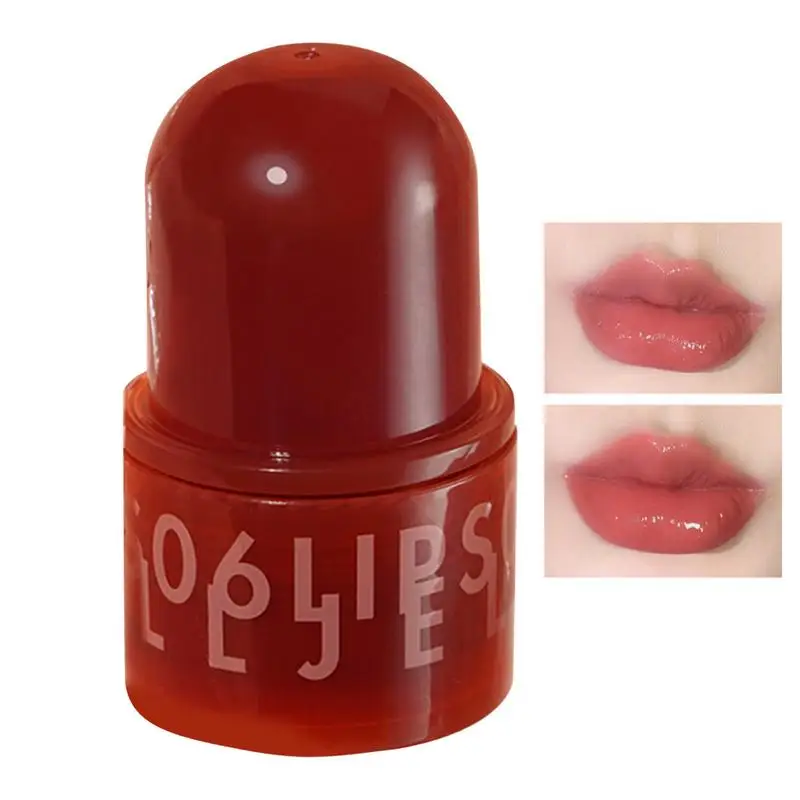 Brillo de labios Nude hidratante, lápiz labial de gelatina, espejo hidratante, luz de agua, brillo de labios sólido, té de vidrio, rojo, marrón