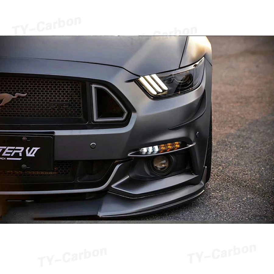 ABS المصد الأمامي الأسود الخائن زعانف القرش الجانبية Canards الزخارف لفورد موستانج GT V8 V6 MP نمط 2015 - 2017 ديكور السيارة