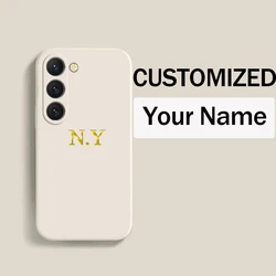Customized Personalized Name 3D Engraved Initials Gold Letters Soft DIY Case For Samsung A55 A54 A53 A52 A52S A51 4G 5G Cover