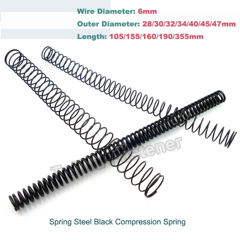 1pcs/Lot Black Compression Spring Y Type Pressure Springs Wire Dia 6mm Outer Dia 28-47mm Length 105 155 160 190 355mm