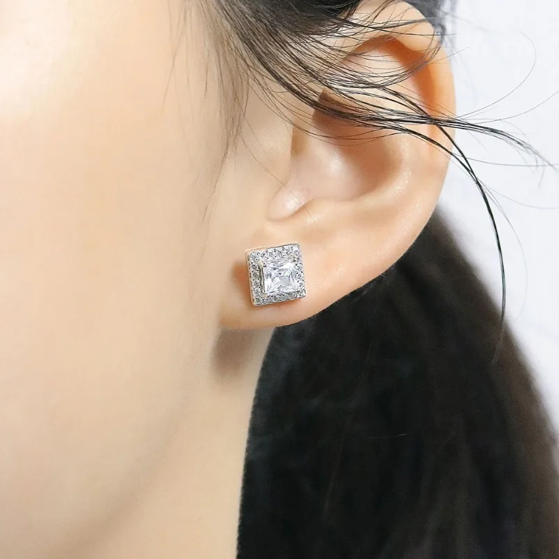 SACE GEMS GRA Certified Moissanite Studs Brincos para Homens e Mulheres, 925 Prata Esterlina, Ouro Branco 18K, Jóias Finas