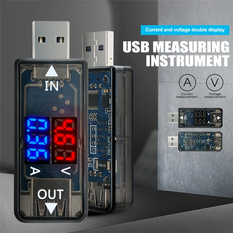 Dual USB port Current Voltage Charging Detector Tester Battery Voltmeter Ammeter Charger Detector Red Blue Voltmeter Display