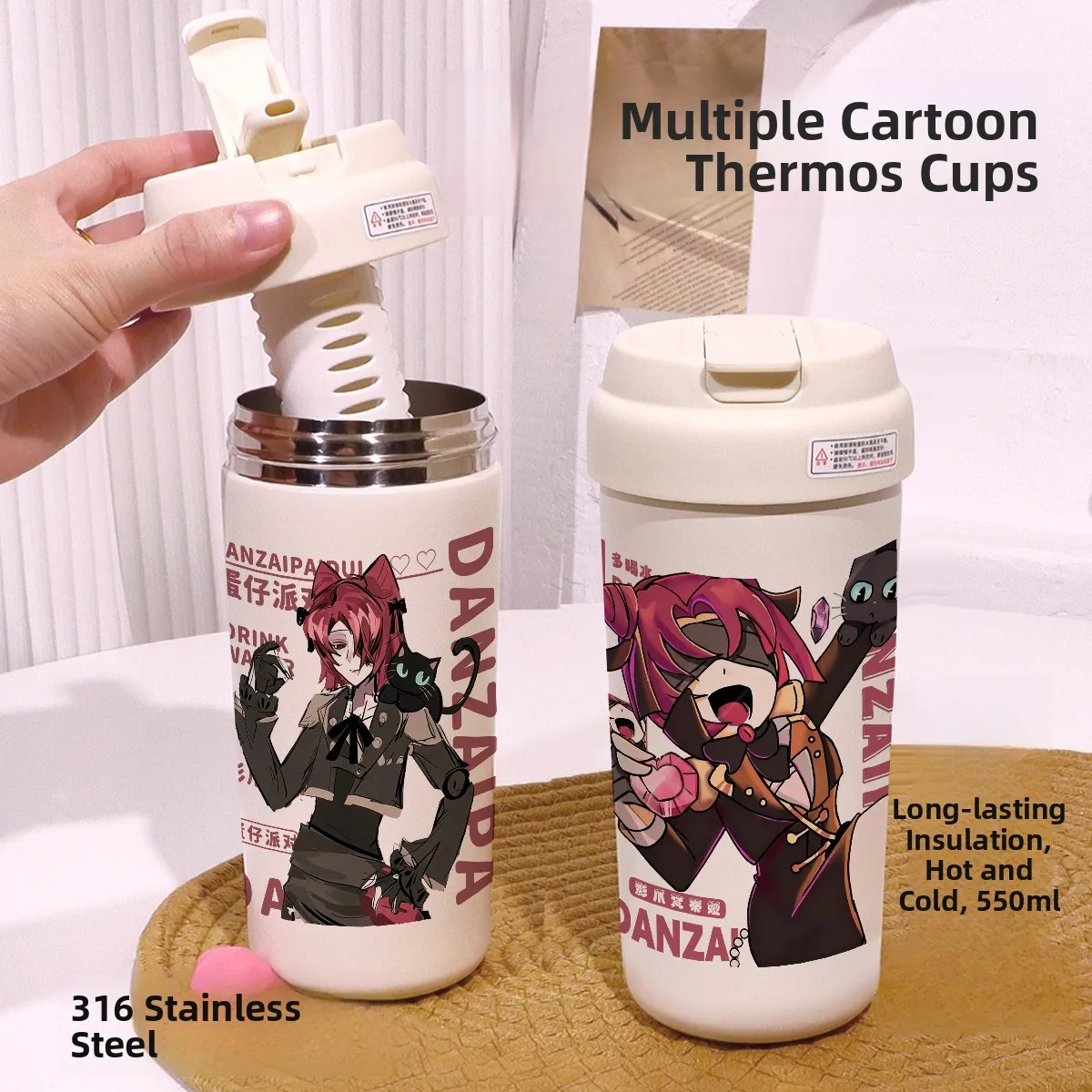 

Double-Sided Drinking Thermal Cup Convenient Portable Egg Party Vanitas Car Cup with Tea Separator Cartoon Design Shockproof ...