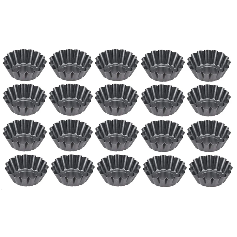 20Pcs Pizza Cake Muffin Mold Pattern Cake Mold Egg Tart With Ruffled Edge,Bakeware Pie Tins For Toaster Oven