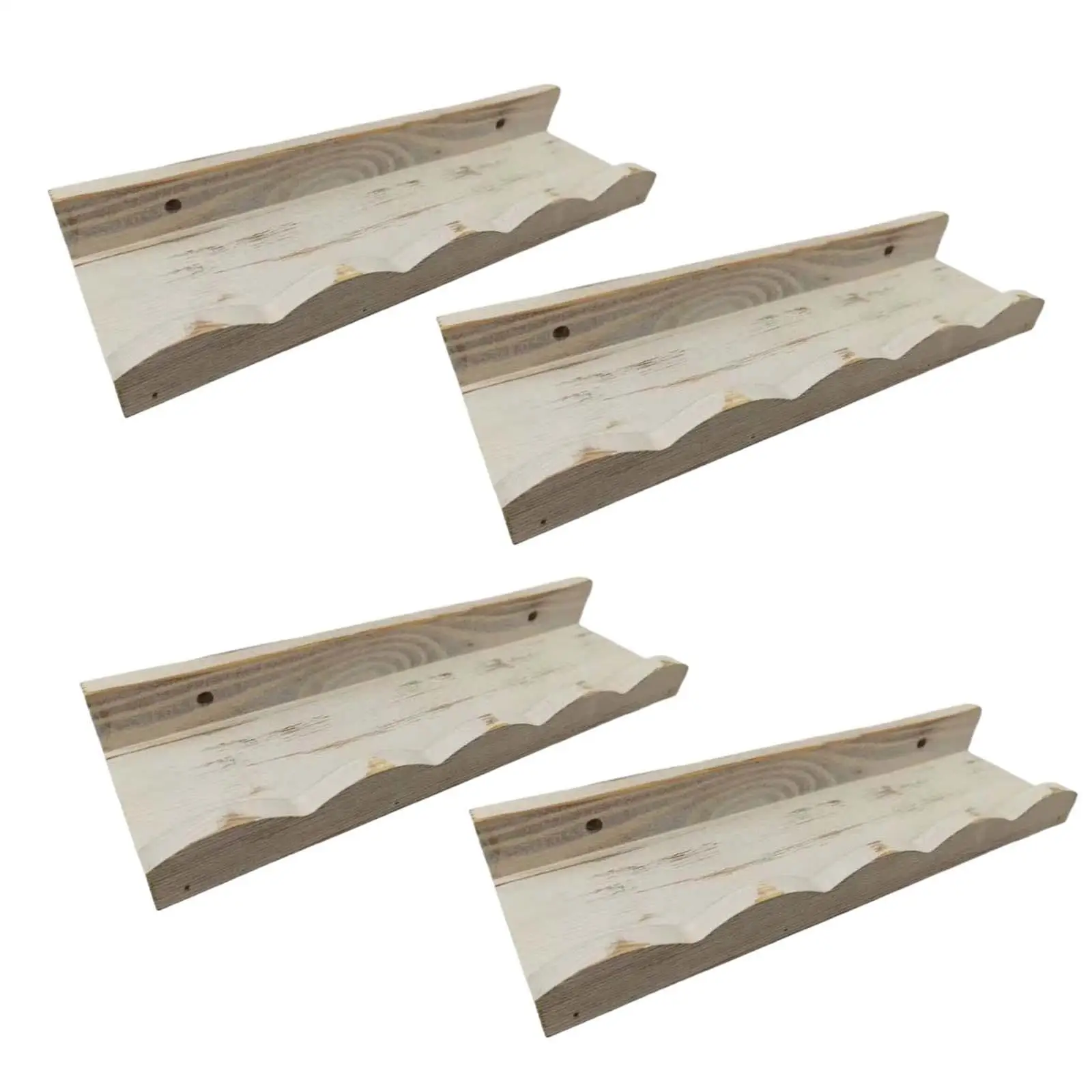 Rustic White Floating Wall Shelves Set of 4 Solid Wood Storage for Living Room Bedroom Bathroom Decor