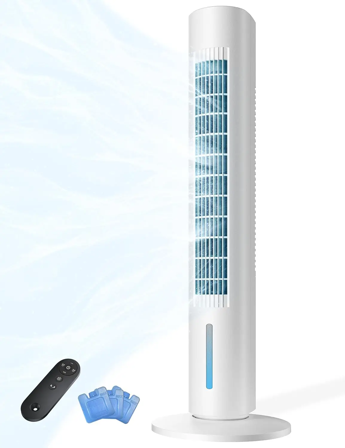 

Portable Evaporative Air Cooler, 35in No Window Needed, 7H Timer, 4 Modes, Remote, 140° Oscillation, Quiet AC for Bedroom, White