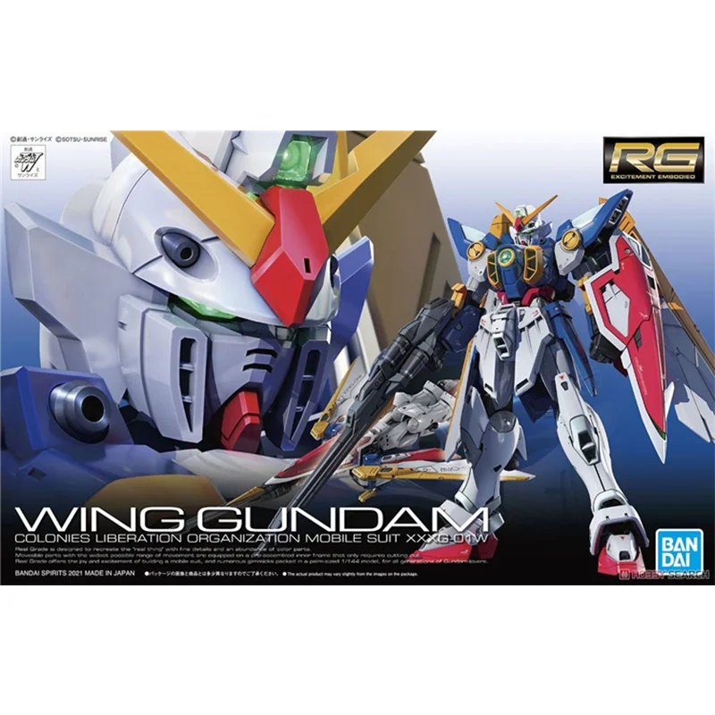 จุดจัดส่งโดยตรง Bandai ต้นฉบับอะนิเมะสะสม GUNDAM รุ่น RG 1/144 WING GUNDAM Action Figure ประกอบของเล่นสําหรับเด็ก