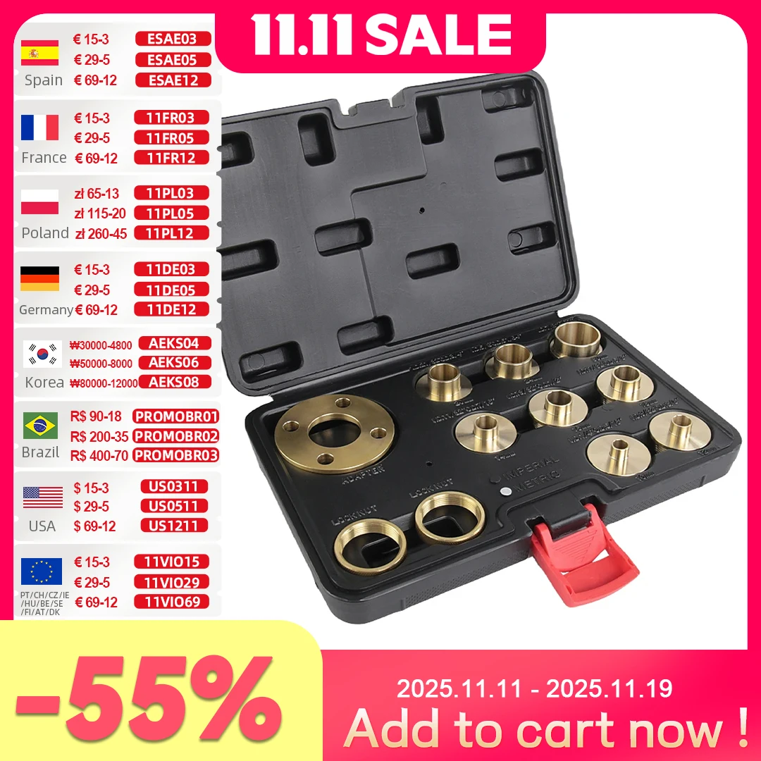 Allsome-Routeur de travail de calcul, guide de douille, cuivre, Premium, 11 pièces, 10-30mm