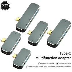 Type C to USB TypeC to 3.5MM Jack USBC PD Type-C to HDMI-compatible Adapter Converter Hub Splitter Docking Station for MacBook