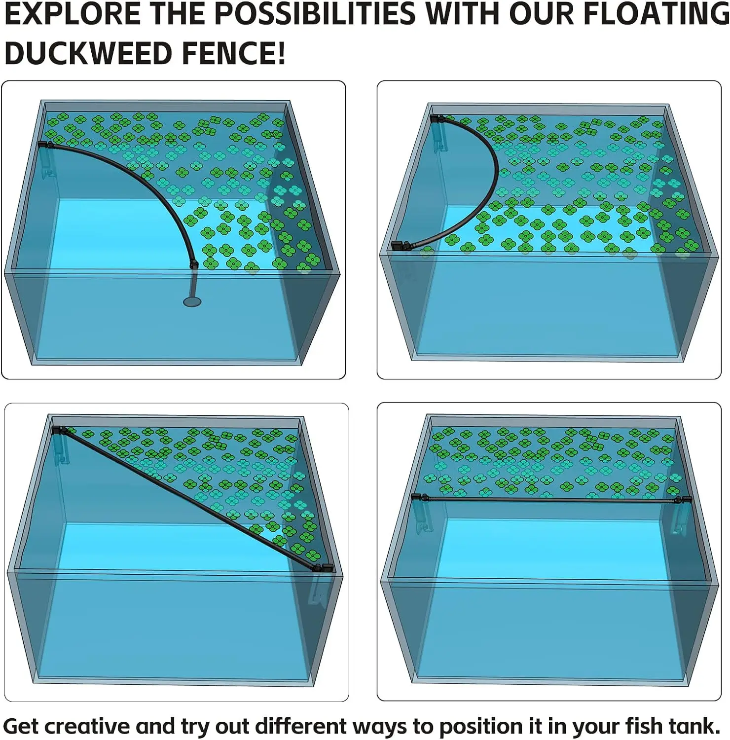 Aquarium Floating Plant Corral, Intercepting Floating Plants From Filters and Heaters, Adjustable Height with Water Level