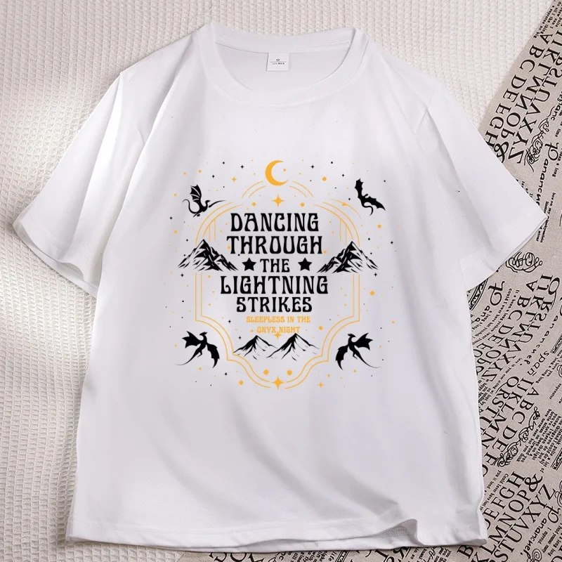 Vintage Onyx Storm T Shirt Fourth Wing Dragon T-Shirts Casual Round Neck Printed Tshirt Men Women Bookish Lover Tees Clothes
