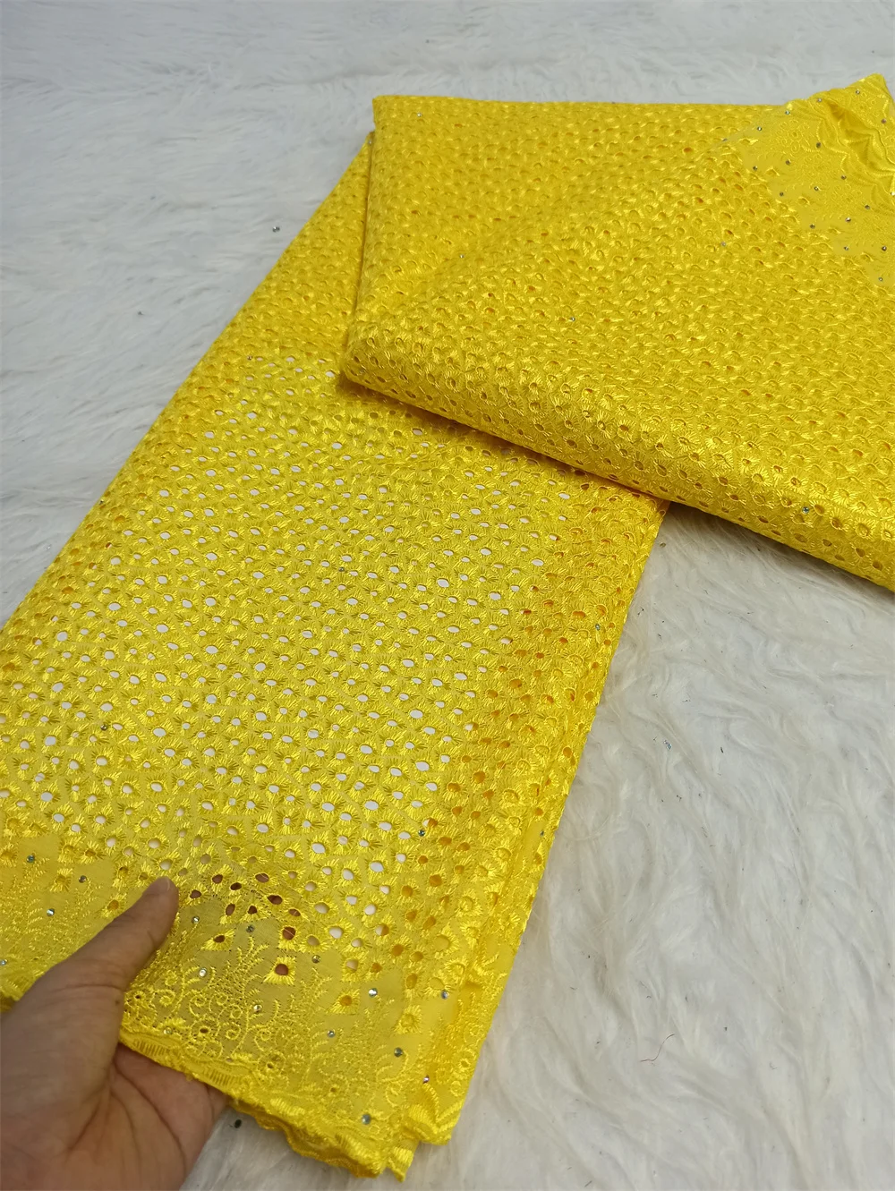 

2025 African Nigerian Tulle Lace Fabric Sewing for Dress High Quality Damask polish luxe Cotton Pure Embroidery 5Yard JH0087