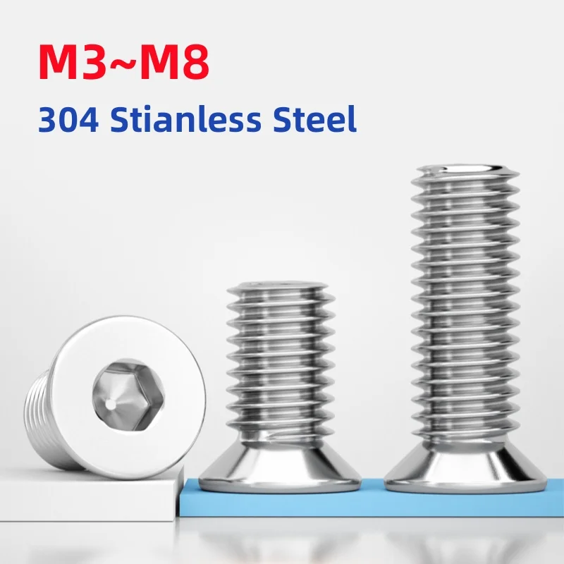 M3 M4 M5 M6 M8 304 Stianless Steel Hexagon Hex Socket Flat Head Small Countersunk Screw Furniture Bolt