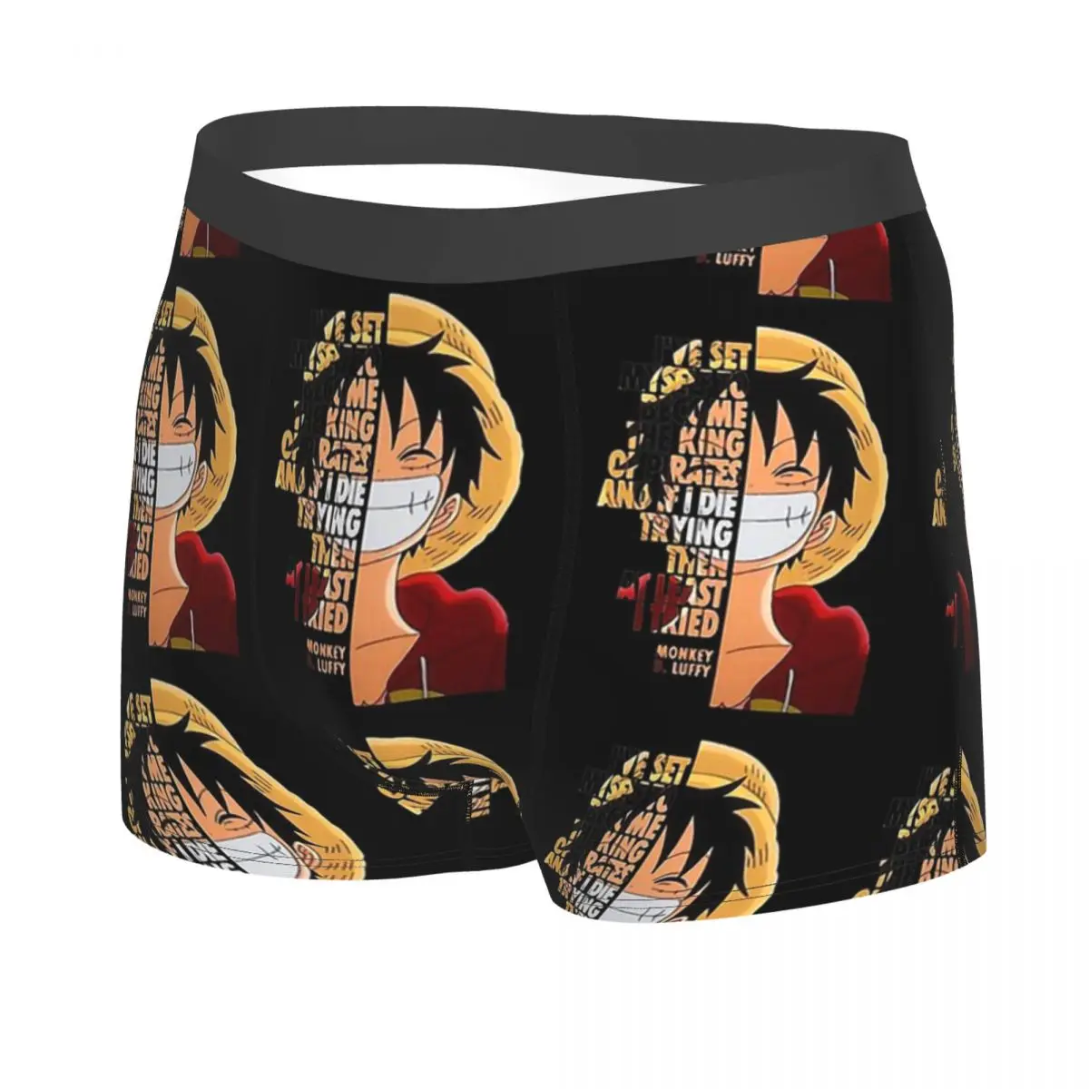 Monkey D Luffy Quotes Poster Man\'s Printed Boxer Briefs Underwear Luffy Highly Breathable High Quality Gift Idea