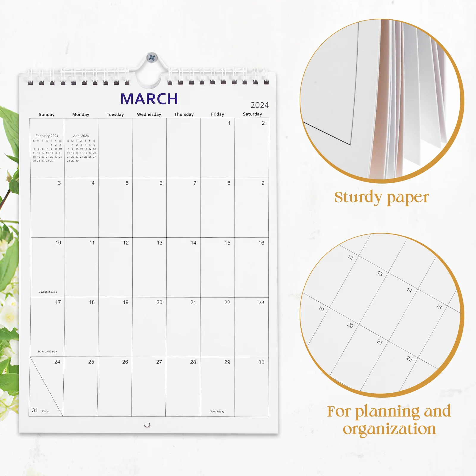 Abstract Wall Calendar Hanging Decorative Large Office Paper 2024 For Classroom