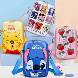 Bolso de hombro de Disney para niños, bolsa de mensajero de Stitch Pooh, oso, Mickey Mouse y Pato Donald, billetera cero, bolsa de almacenamiento para teléfono móvil