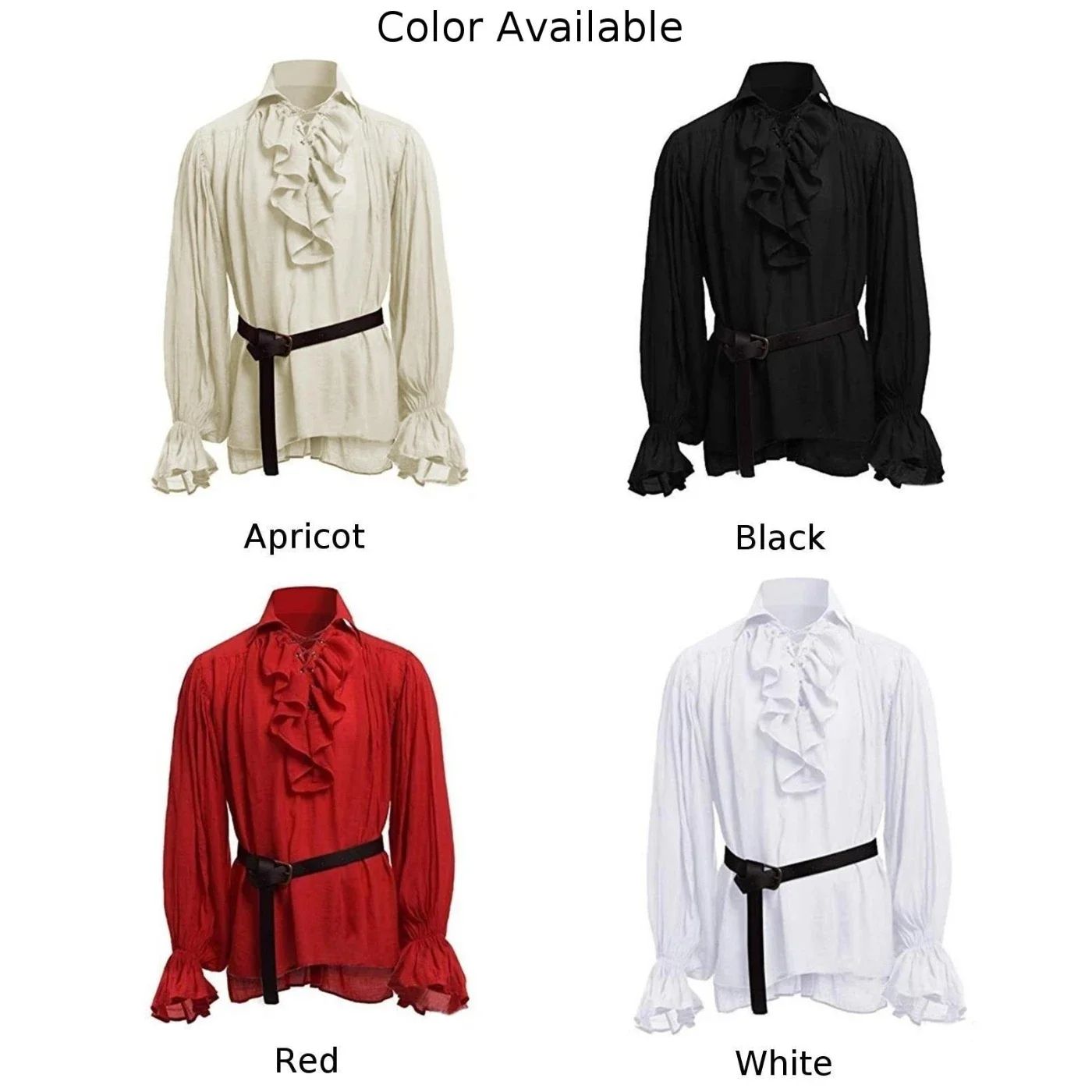 High Quality New Fashion Men Gothic Shirt Tops Blouse Breathable Casual Plus Size Retro Bandage Cosplay Costume