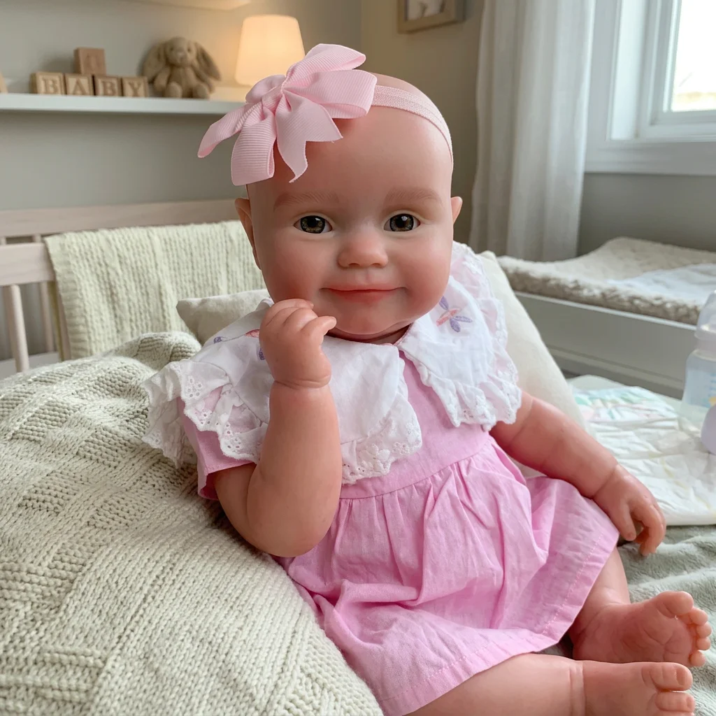 20 Inch Full Body Solid Silicone Reborn Baby Doll Maddie Hand Painted Visible Veins 3D Skin Texture Lifelike Soft Touch Bebe