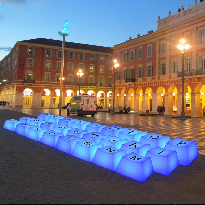 Fashion Outdoor Luminous Keyboard Chair Cube Desk Lamp Decorative Stool LED Bar Furniture