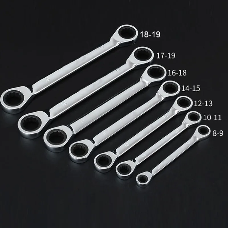 Double end ratchet wrench ring wrench automotive repair tool labor-saving and fast double offset wrench 8-10/10-12/14-17/17-19mm