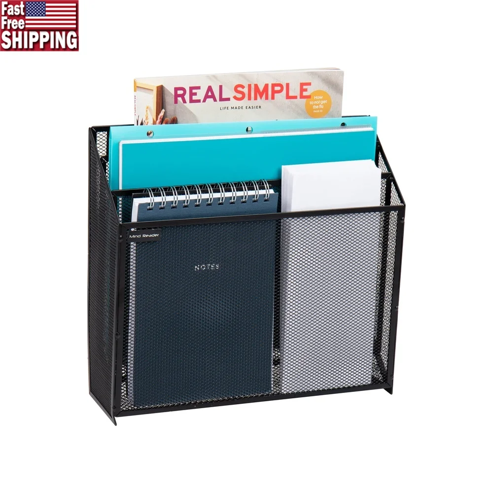 

Вертикальный настольный органайзер для файлов, настенное крепление, металлическая корзина для хранения с 3 отделениями, документы, купюры, журналы, простой доступ, современный