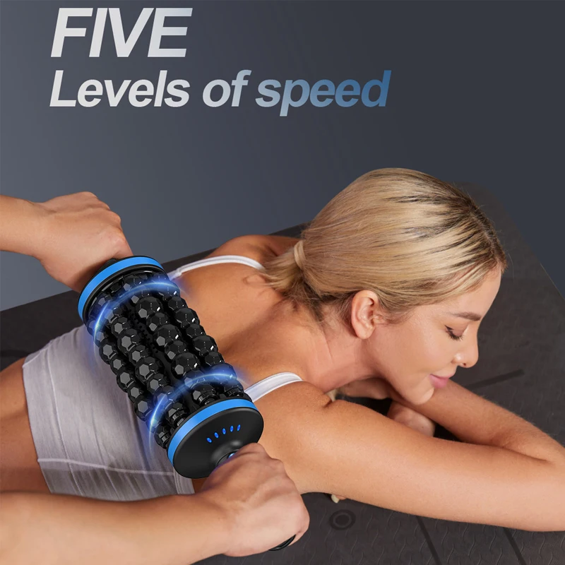 Massage Roller Cordless Deep Tissue Muscle Fascia Relaxation Vibrators Home Fitness Exercise Abdominal Leg Back Abs Relieve Pain