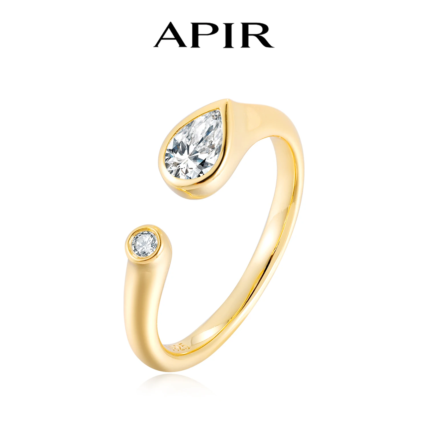 

APIR D Цвет Груша и Круглый Муассанит Открытое Кольцо для Женщин Стерлингового Серебра 925 Регулируемые Кольца с Бриллиантами Элегантные Изящные Ювелирные Изделия Подарок