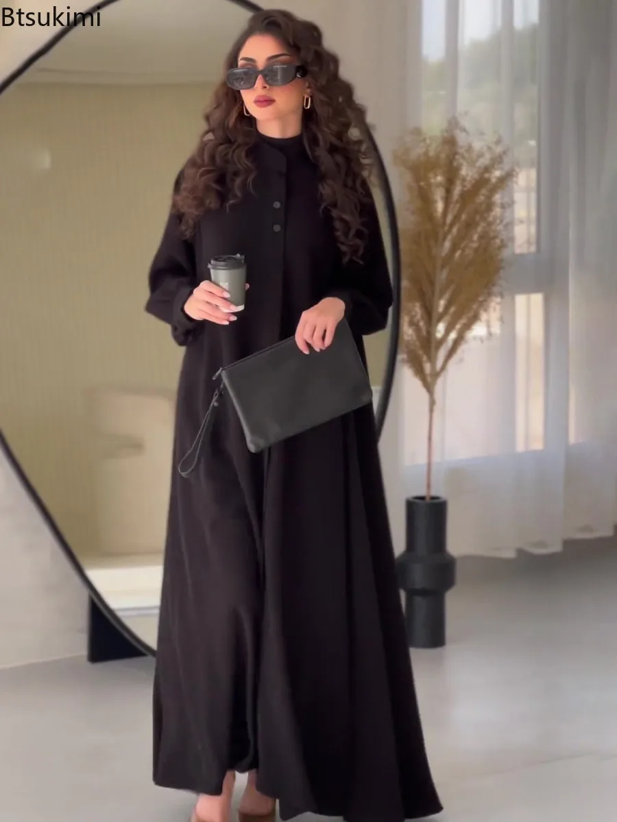 2025 primavera de las mujeres nuevo desplazamientos Casual Maxi vestido de moda suelta de un solo pecho vestido camisero estilo callejero vestido con dobladillo grande Mujer