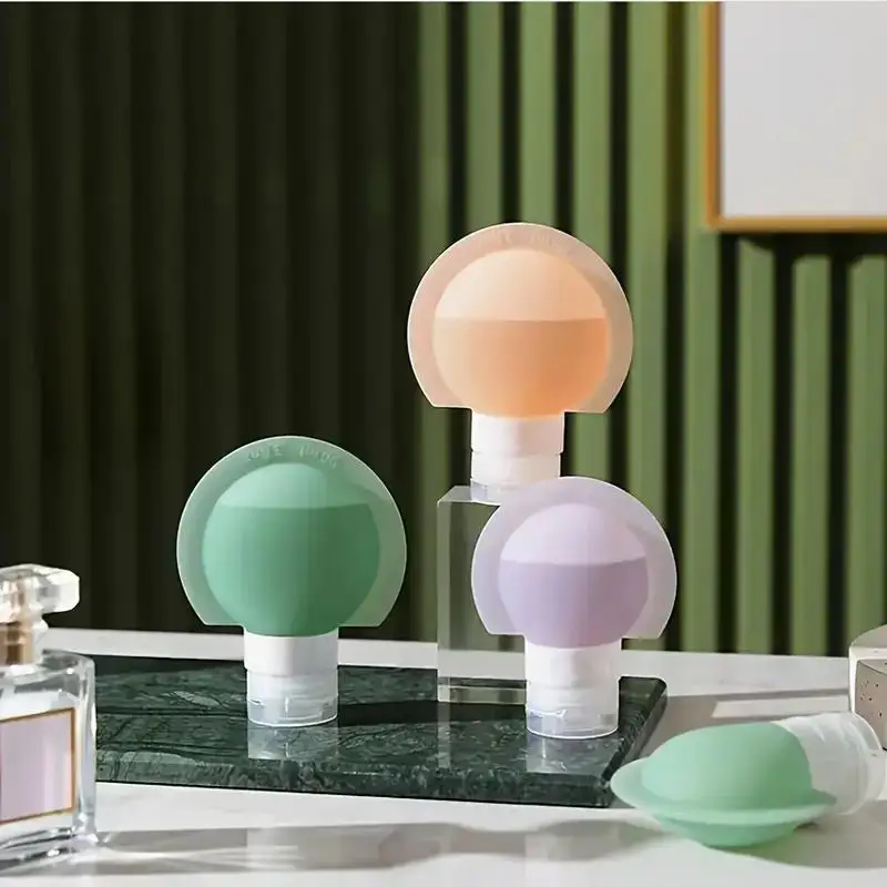 مجموعة زجاجات السفر المصنوعة من السيليكون القابلة لإعادة الملء 3 قطعة 60 مللي/90 مللي للعناية بالبشرة المحمولة والمكياج زجاجات توزيع الضغط