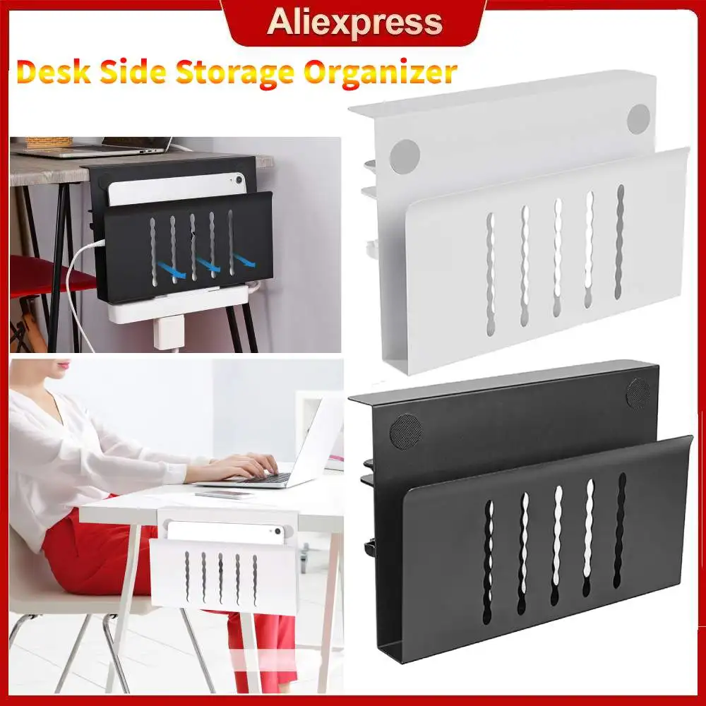 Scaffale da appendere laterale da scrivania Scaffale da scrivania con morsetto Tablet Organizzatore di archiviazione per computer Vassoio da supporto verticale per laptop sospeso da scrivania
