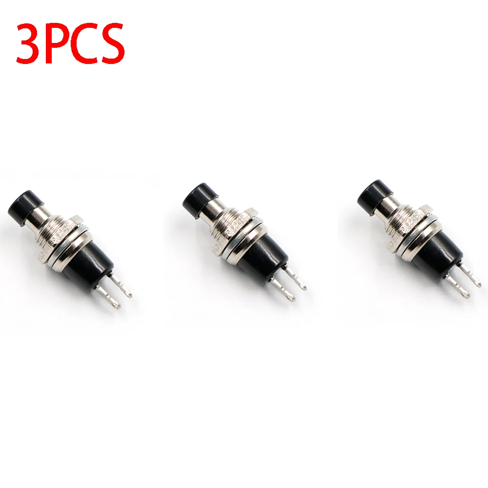 3pcs New 6mm Button Switche 7mm Terminals 2 Pins Momentary Push Action Type 1 Normally Closed Contact SPST 250V AC 1A 125V AC 3A