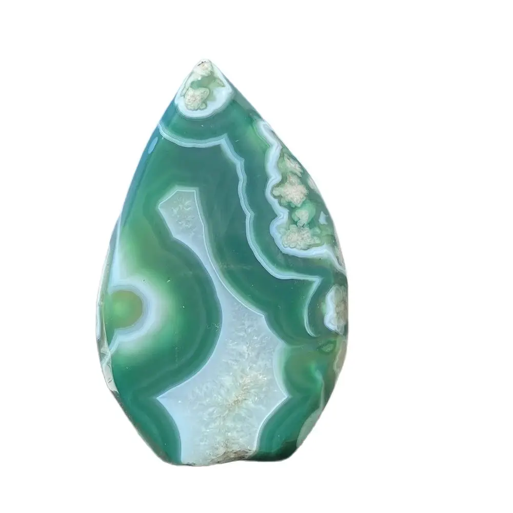 Natural Green Cherry Blossom Agate Free Form Torch Ornament Reiki Healing Spiritual Meditation Feng Shui Ornament Home Decor