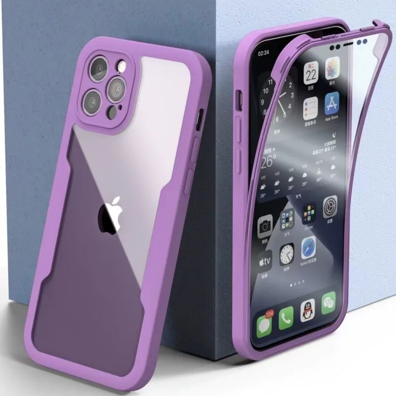360 Full Body Front+Back Clear Case For iPhone 16 15 14 13 11 12 Pro Max XS X XR 7 8 Plus SE 2022 Silicone Shockproof Cover