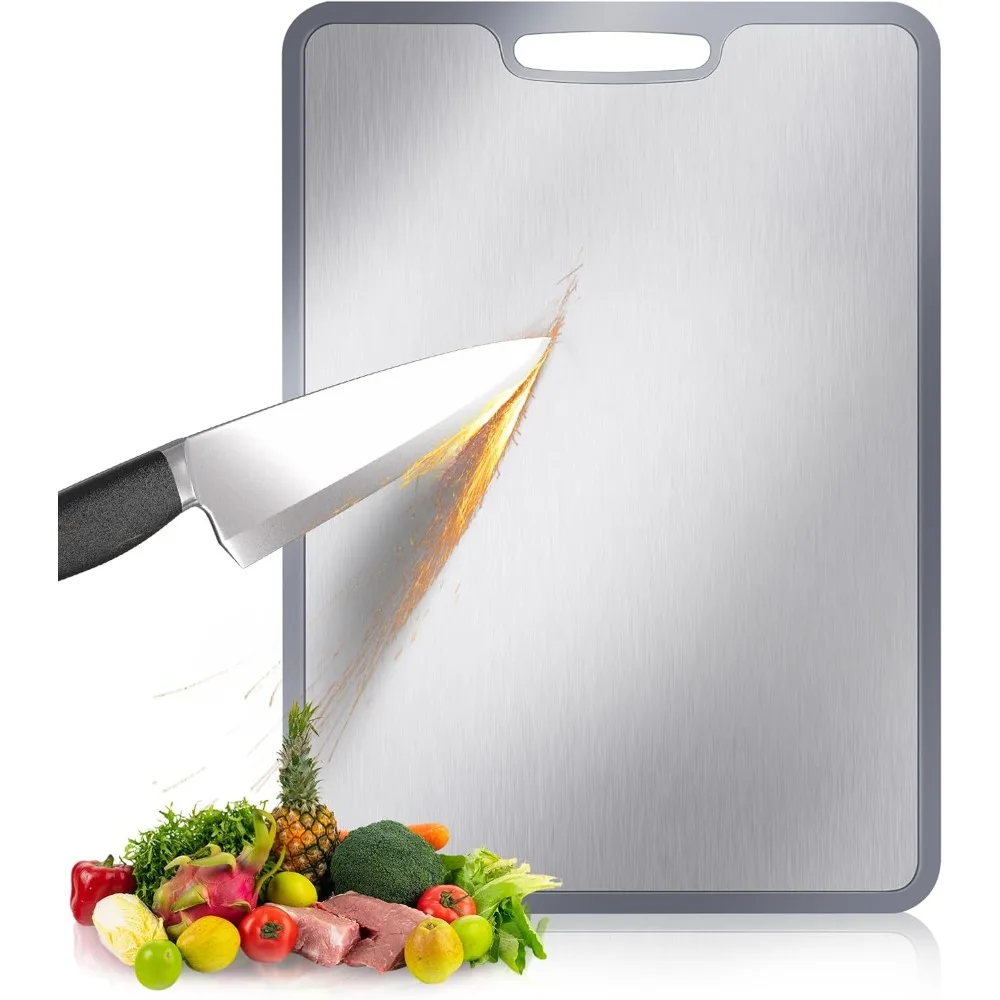 

Titanium Cutting Board - 5mm Thick with Edge Protection, Non-Deforming & Lightweight for Kitchen, Camping, and Housewarming Gift