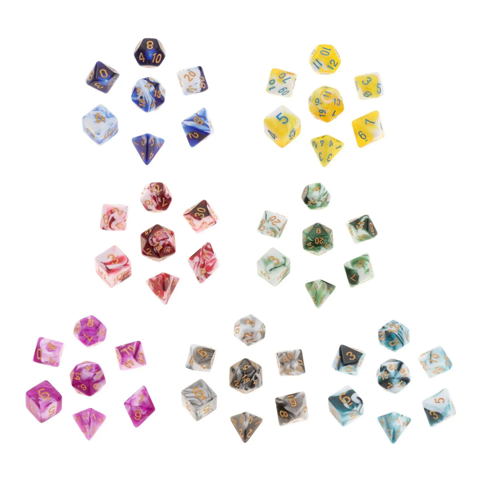 Polyhedral Dice Gold Numbers Party Supply Table Games for Dnd Adults Game