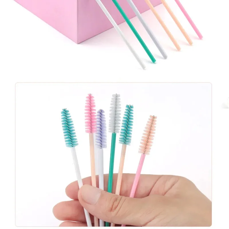50 pièces Extension de cils baguette à sourcils outils de maquillage brosses jetables tête douce brosse à sourcils en cristal cils Mascara brosse cils