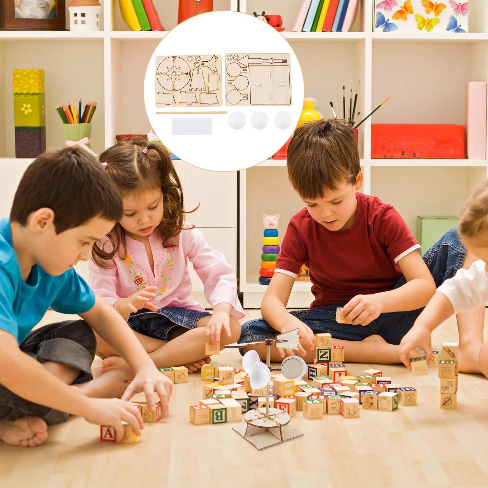 

DIY Wind Vane Vanes for Science Toy Assemble Plaything Kids Experiment Kit Wooden Experiments Hand-made