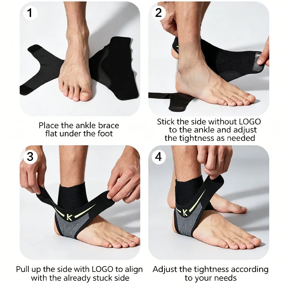 1Pair Compression Ankle Support Brace with One‑Piece Design, Anti‑Sprain Ankle Protection Guard for Basketball, Soccer, Running