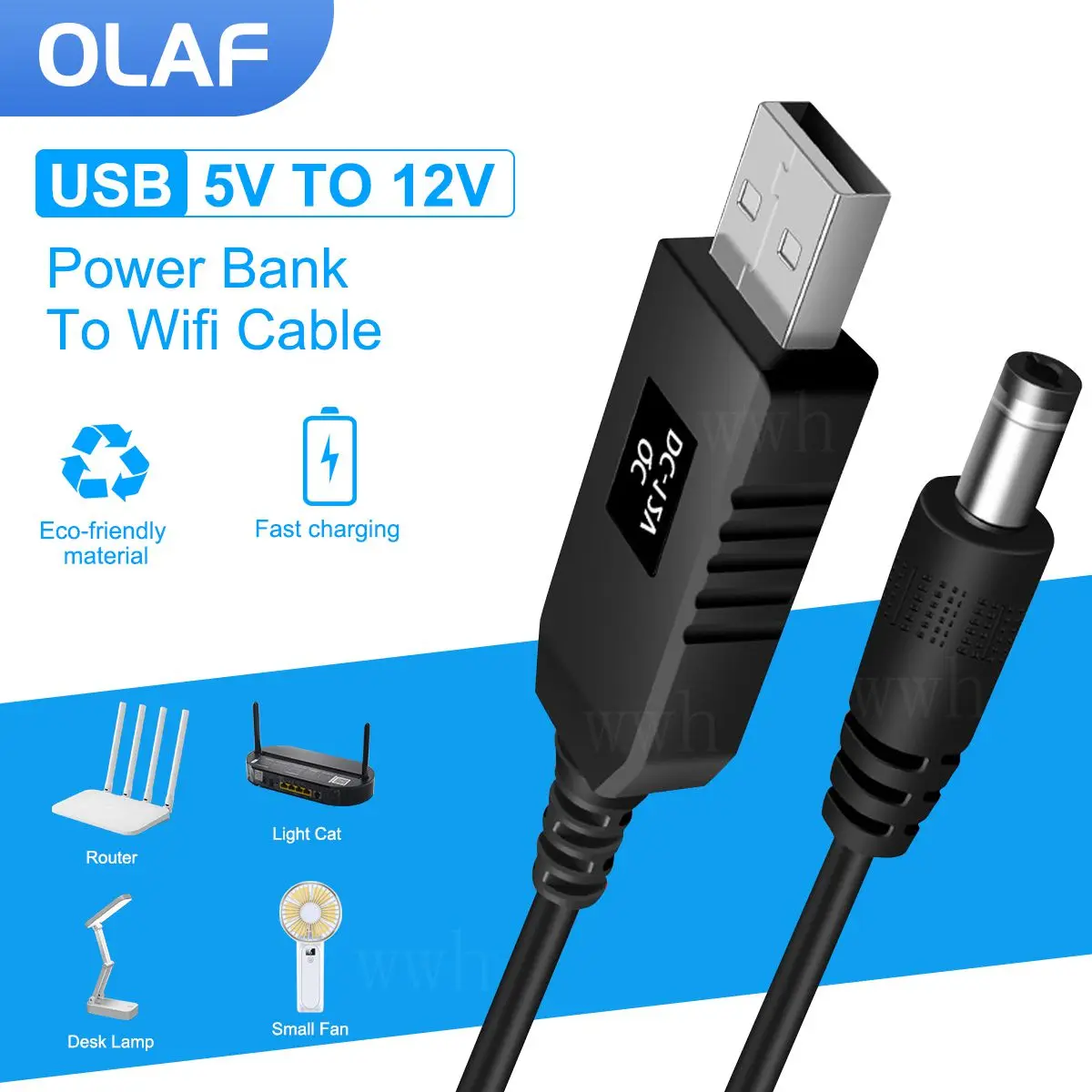 Olaf USB Cable Boost Line DC 5V to 12V 9V Step-Up USB Converter Adapter Cable for WIFI Router Mini Fan Speaker 2.1X5.5MM Plug